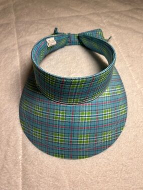 Women’s Blue Plaid Visor Hat - Lightweight Sun Protection